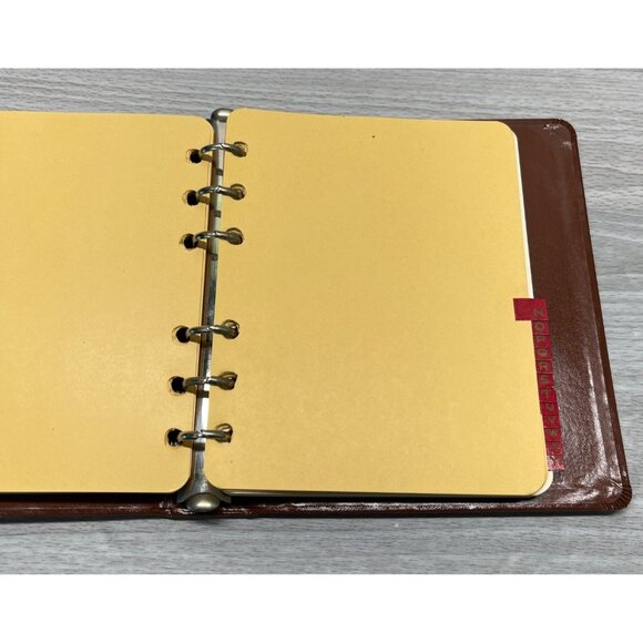 Brown Leather Planner Vintage Address Book Binder Alphabetical Tabs Lion Emblem - Picture 7 of 9